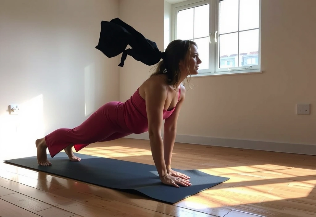 Dynamic Vinyasa Yoga flow in a studio